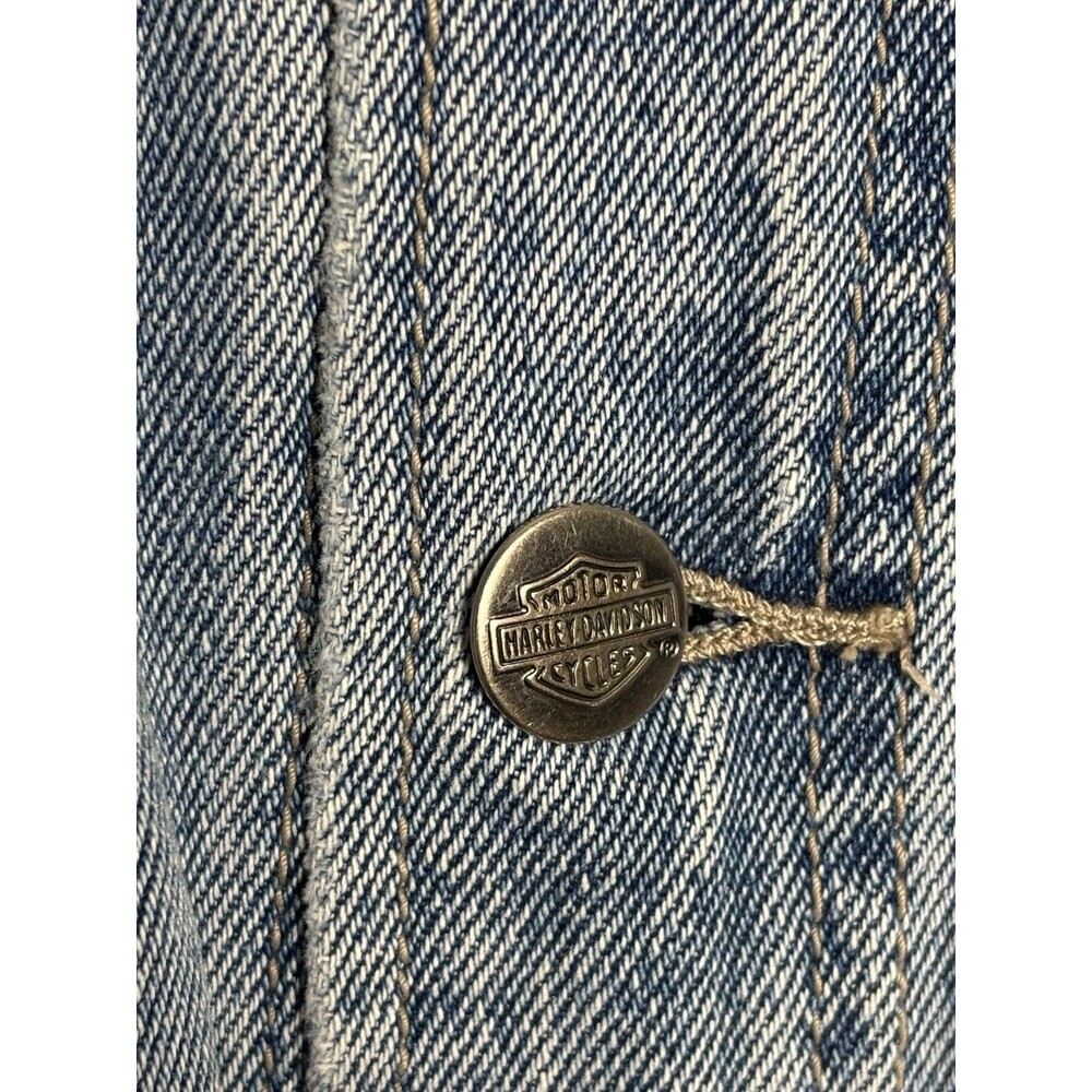 Vintage Harley Davidson Motorcycle Denim Jean Biker Jacket Men's 5XL Logo Patch - Picture 6 of 15